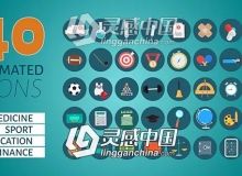 40个二维扁平化图标动画AE模板