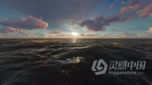 视频素材 飞越海镜头3D渲染Fly Over Sea视频素材下载