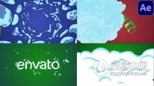 简单卡通流体效果快乐节日标志动画AE模板AE工程文件 Christmas Logo Reveal