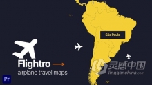 PR模板-飞机旅行地图动画地点位置飞机航行地图信息图表 Flightro - Airplane Travel Maps For Premiere Pro