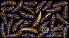 黄金闪光冷杉树枝闪闪发光针叶树图案圣诞节背景视频素材 Christmas Background