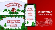 简洁干净插图设计圣诞节新年节日问候祝福贺卡AE模板AE工程文件 Christmas