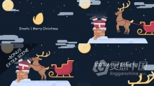 可爱生动有趣的卡通圣诞神话小故事揭示节日祝福LOGO片头AE模板AE工程文件 Merry Christmas Logo