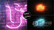 深色高雅逼真的霓虹灯标志展示动画 AE模板 AE工程文件 Realistic Neon Logo Intro