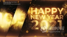 灿烂烟花绽放金色数字10秒倒计时2021年新年活动派对倒数AE模板AE工程文件 New Year Countdown Opener