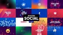 社交媒体平台图标海报动画视频16组设计效果AE模板PR模板工程文件 Posters Social Media