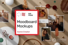 26种自然光线阴影背景纹理叠加情绪板场景模型PS样机 Moodboard Mockups – Scene Creator