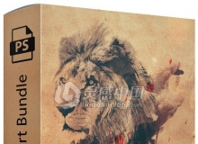 水彩艺术笔刷.动作.PSD素材包 Watercolor Art Bundle