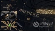 三维抽象空间感镜头切换流动金色粒子标志动画AE模板AE工程文件 Abstract Black Gold Intro