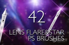 【PS笔刷】42支镜头光晕和星星Photoshop笔刷 42 Lens Flare & Stars Photoshop Brushes