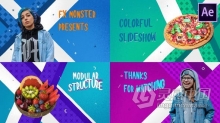 4k活力彩色自定义场景时尚通用动画幻灯片 AE模板 AE工程文件 Colorful Cartoon Slideshow | After Effects
